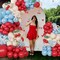150PCS Cherry Red and Blue Balloon Garland Arch Kit with Bow & Stem Balloons – Light Mist Blue, Red & White Coquette Party Decorations for Birthday, Baby Shower, Wedding & Bridal Shower